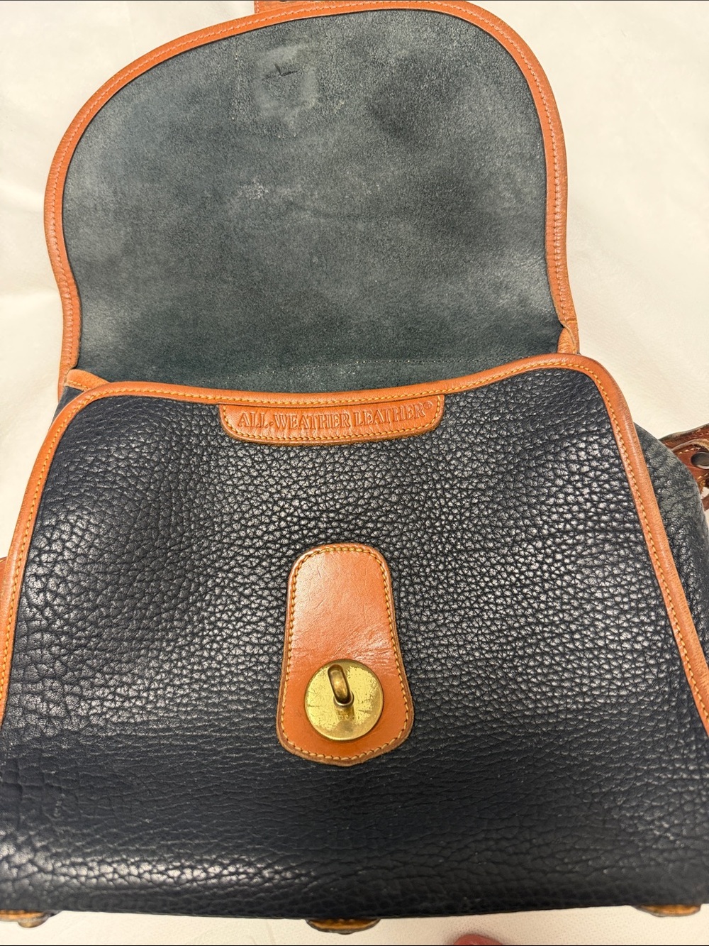 Dooney & Bourke Vintage Black Pebbled Leather Crossbody with Brown Trim - Picture 6 of 16